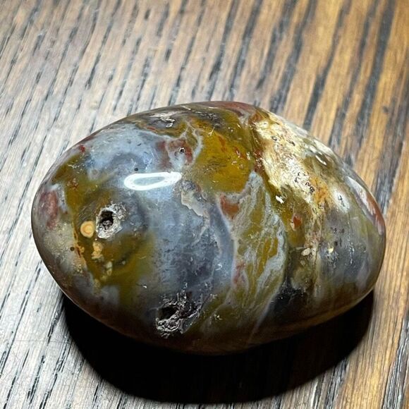 Ocean Jasper palm stone crystal natural druzy orbicular orbs red jelly white yel - Picture 1 of 14
